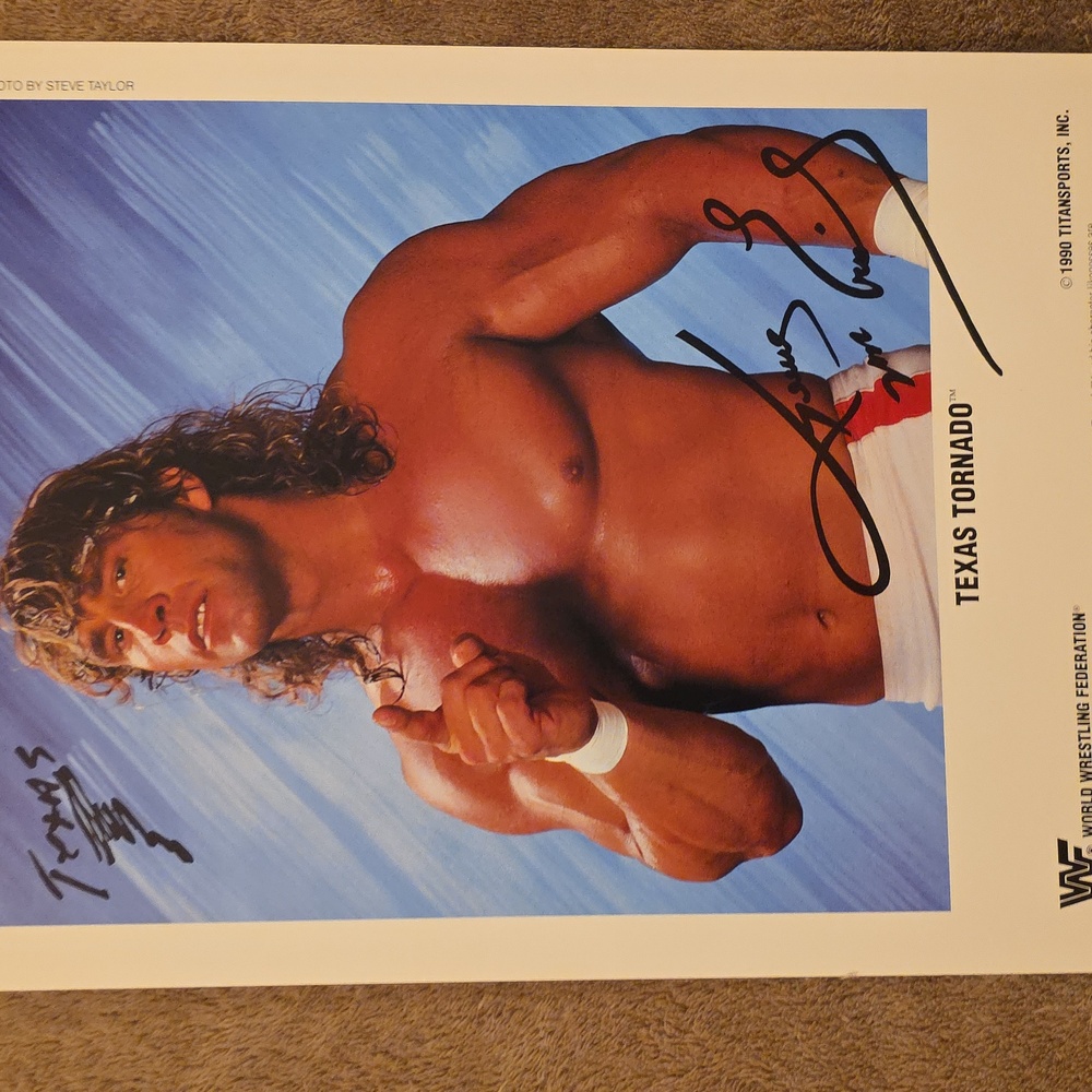 VINTAGE Texas Tornado Kerry Von Erich Autographed Wrestling Photo